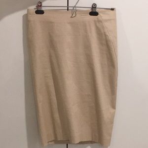 Nude Midi Pencil Shirt